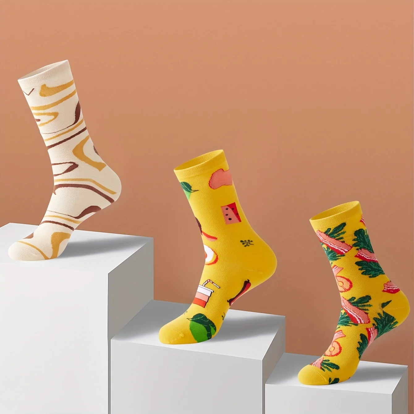 1pairs of fashionable, unique and interesting pizza personalized patterns men\'s and women\'s gift socks suitable for all seasons