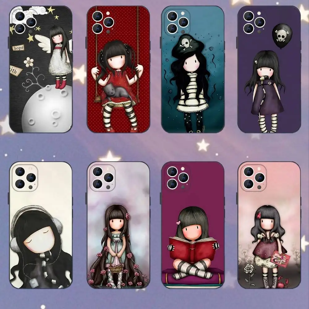 

S-Santoro G-Gorjuss Phone Case For iPhone 16e,16,15,14,13,12,11,Pro,X,XS,Max,XR,Plus,Mini Soft Black Cover