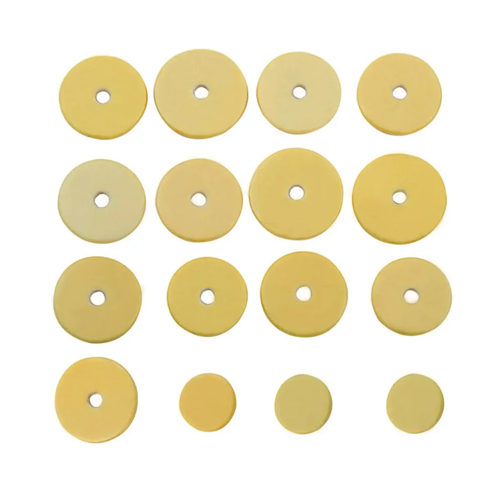 16Pcs/Set Flute Key Pads Yellow Cork Pad Leather Cushion Flute Pads Accessories Woodwind Musical Instrument Replacement Parts