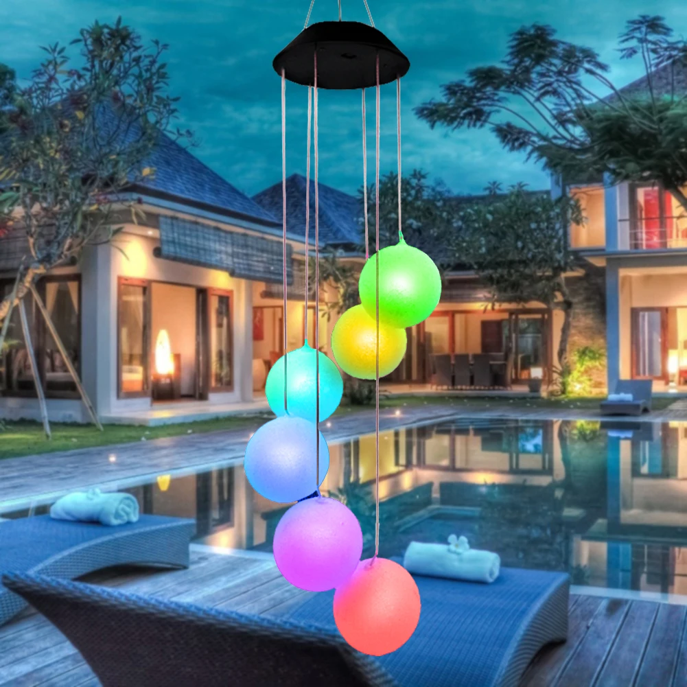 LED Solar Wind Chimes Light New Year Christmas Color-changing Hanging Lamp for Outdoor Shop Stage Garden Yard Decor