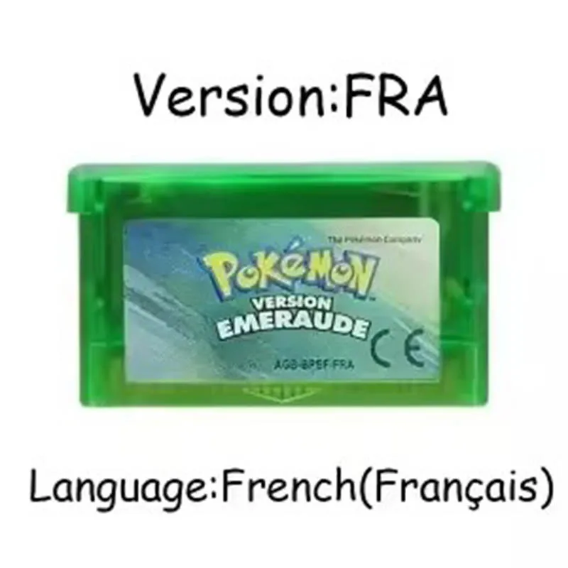 GBA Spielmodul 32-Bit Videospielkonsolen-Karte Pokemon Smaragd- Feuerrote Rubin- Deutsche Sprache Glänzendes Etikett für GBA NDS