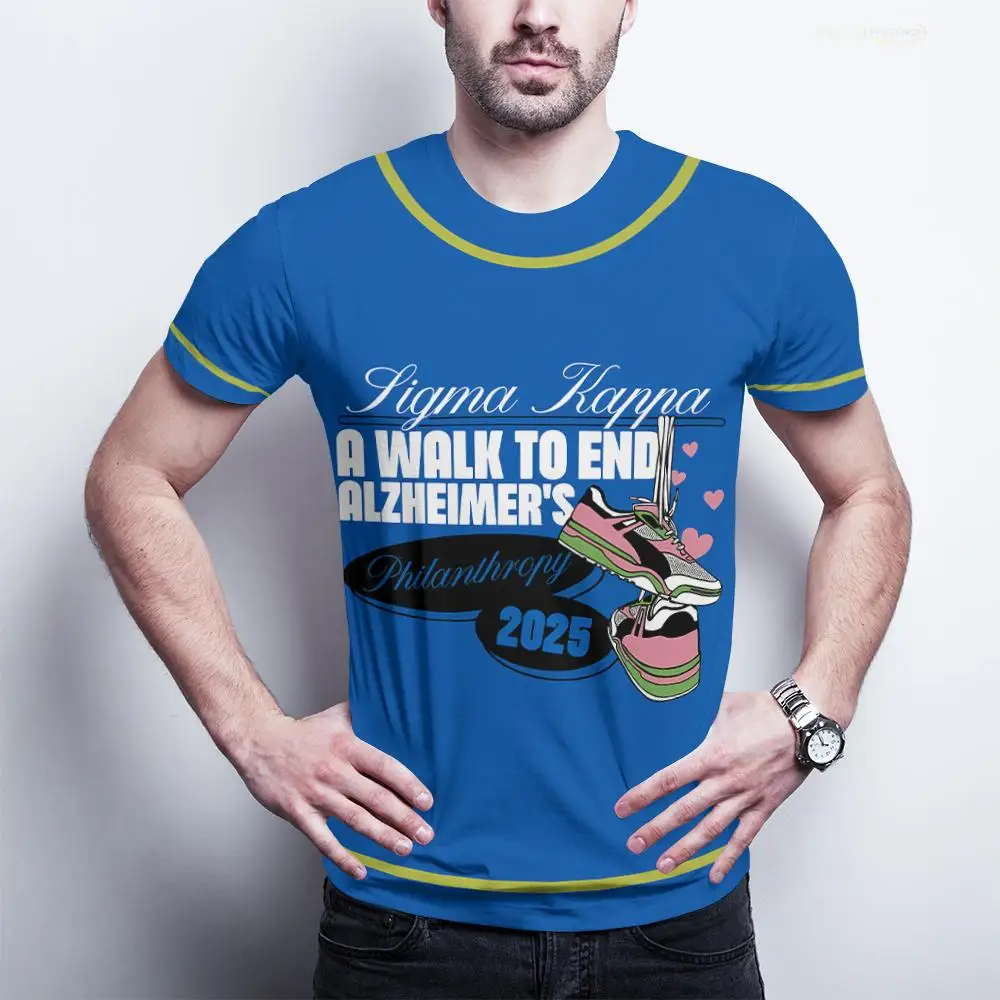 الزهايمر الخيرية المشي التذكاري تي شيرت ثلاثية الأبعاد طباعة الجرافيك قصيرة الأكمام تيز في الهواء الطلق الركض اللياقة البدنية للجنسين تنفس القمم #3