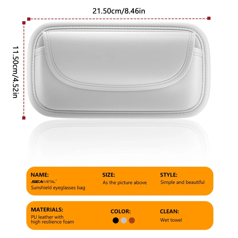 BLALION Car Sunshade Glasses Bag PU Leather Auto Sun Visor Phone Organizer Wear-resistant Scratch-Free Sunglasses Storage Bag