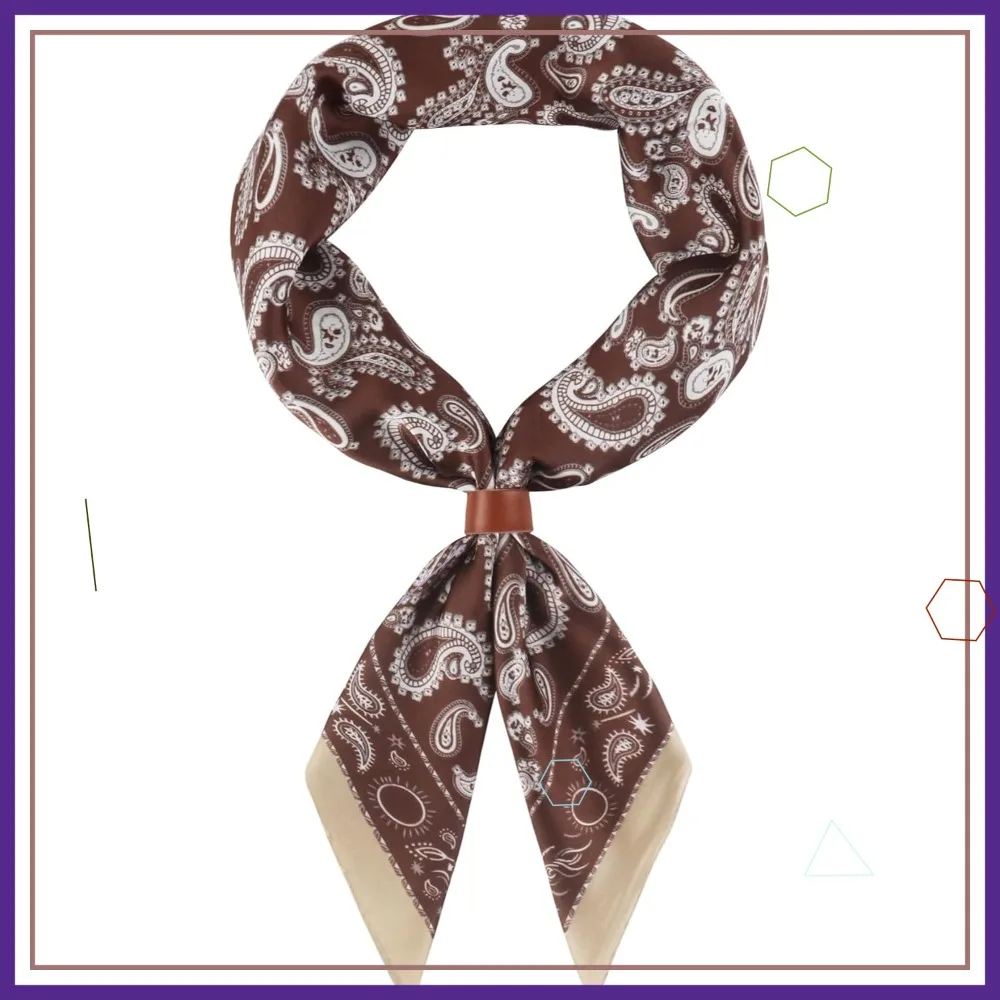 

27.5 Inches Square Silk Feeling Neck Scarf for Men, Bandana, Pocket Square, Cowboy Scarves