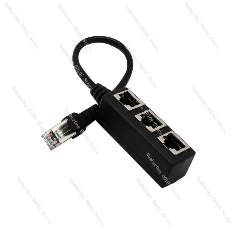 Fast Ethernet Network Extension Cable RJ45 1 Male to 3 Female Port Splitter Adapter for Computer Internet Connection