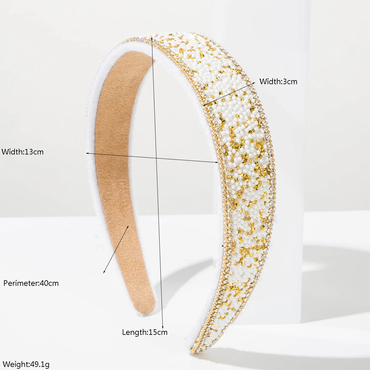 Retro Baroque solid color diamond-encrusted wide-edge headband women's super flash simple and versatile banquet ball hair access