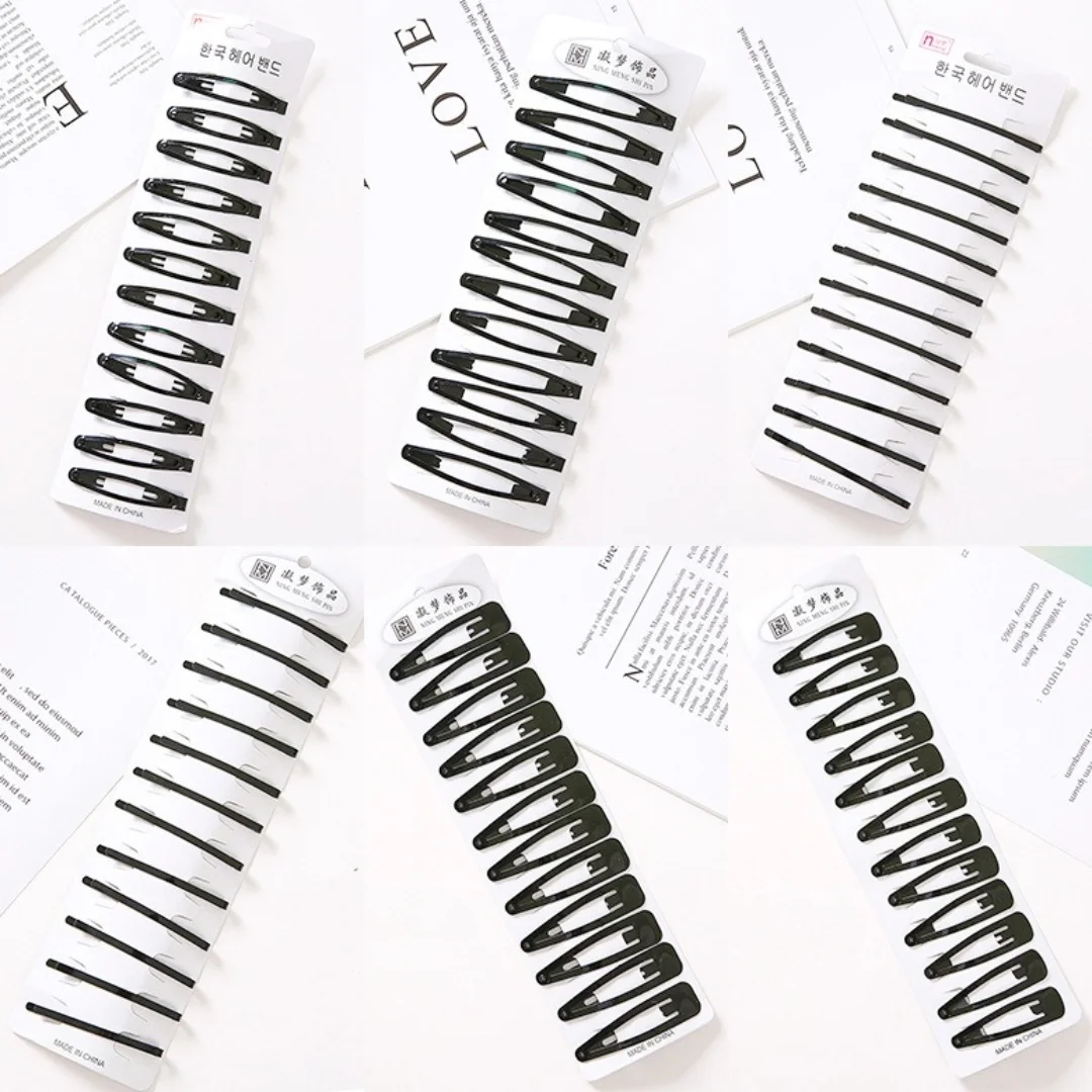 12Pcs Black Bangs Clip Hairpin Korean Simple Fixed Gadget Hair Clip Invisible Side Clips Wholesale