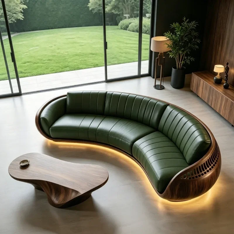 Elegant New Chinese Style Solid Wood Living Room Sofas Green Adults Luxury Sofa Living Room High-end Armchairs Home Furniture