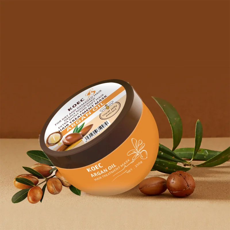 

250g KOEC Argan Oil Hair Treatment Mask Hydrating Repairing Nourishing Shining Dry Damaged Hair Royal Jelly Natural Extracts