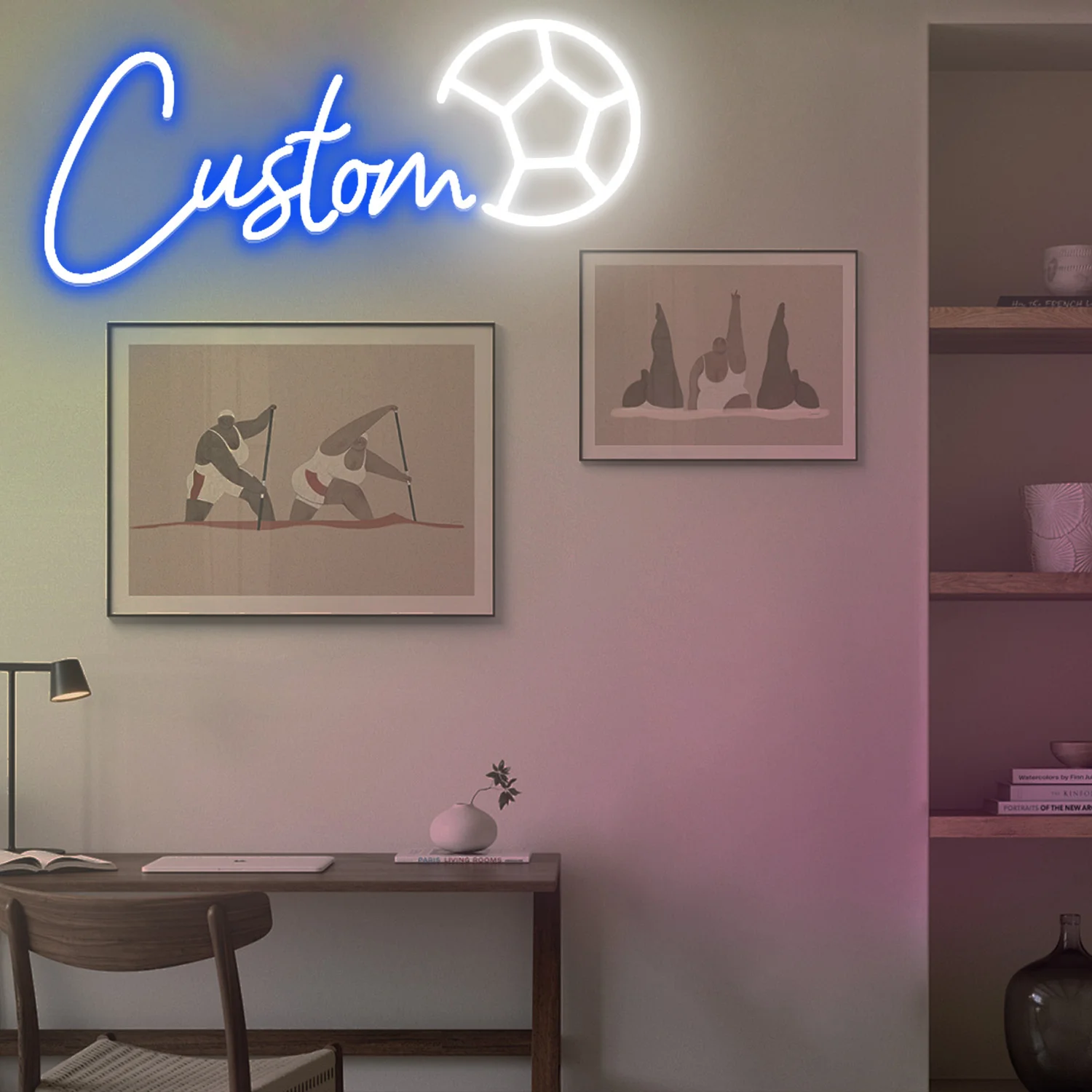 Customizable LED Name Neon Sign Wall Decor Featuring Soccer Ball Design, Birthdays, Ideal Gift for Sports Fans