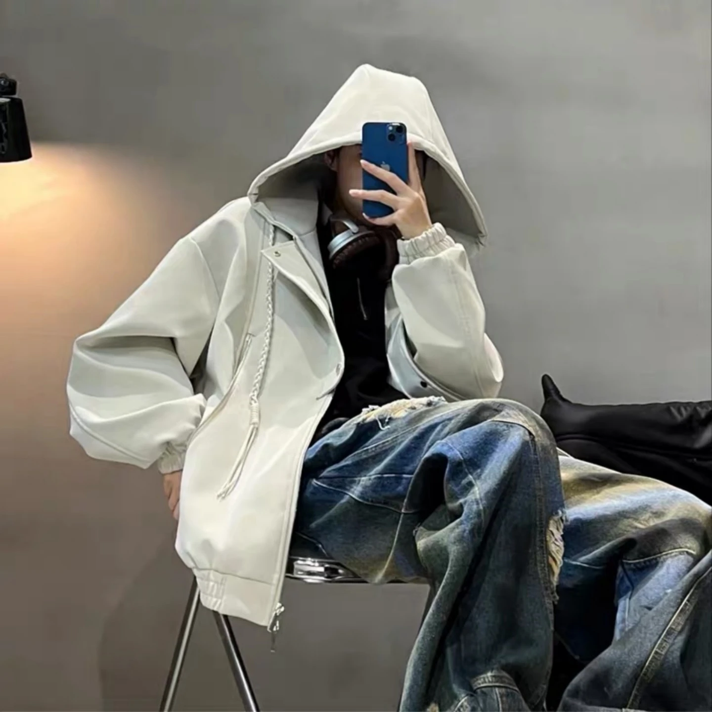 

Матовая куртка из искусственной кожи для мужчин и женщин, осенняя модная мотоциклетная одежда, американский бренд, худи, верхняя одежда для пар