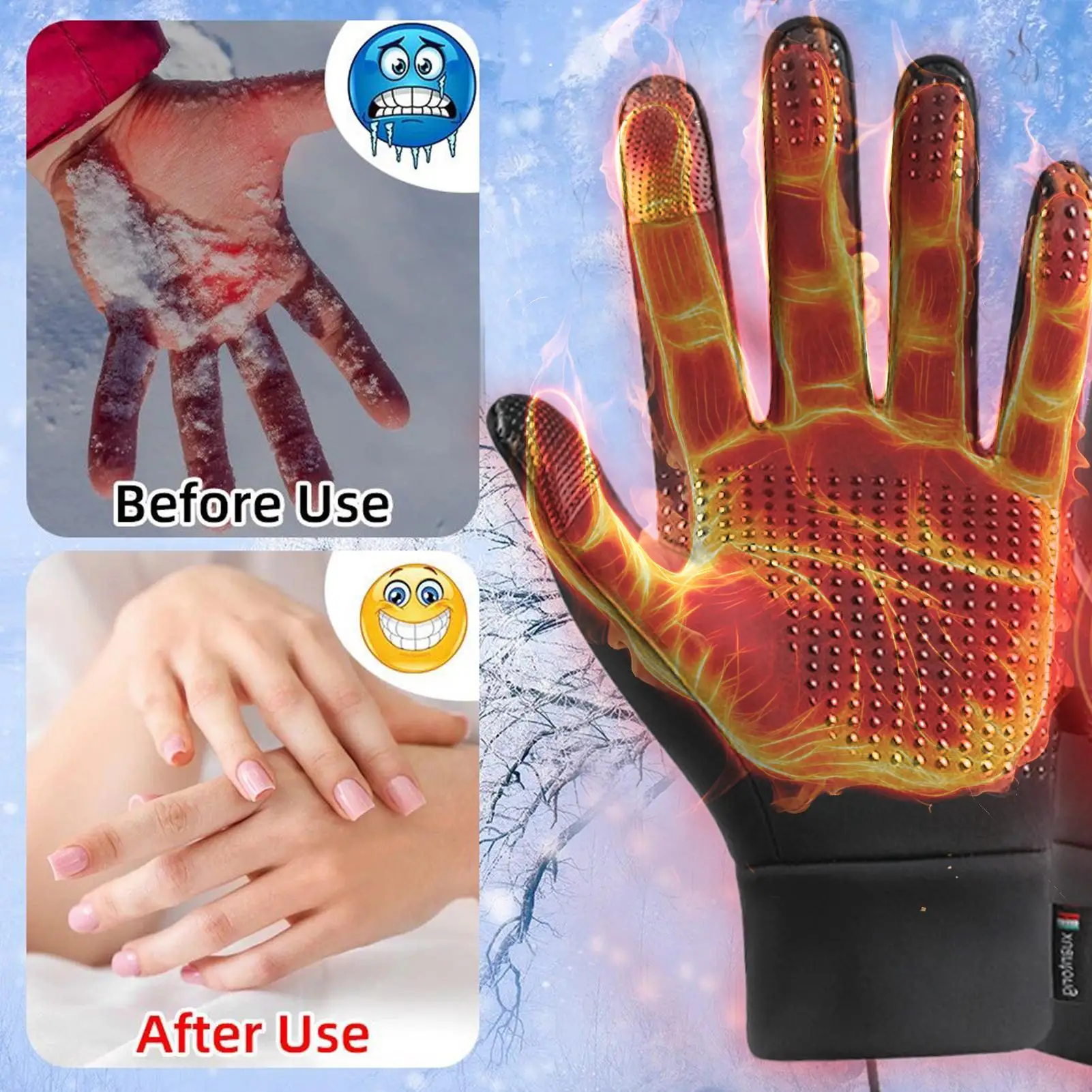 ถุงมือฤดูหนาวกลางแจ้งถุงมือรถจักรยานยนต์พร้อมหน้าจอสัมผัสเรียงรายถุงมือหิมะถุงมือกันความร้อนกันน้ําสําหรับขี่