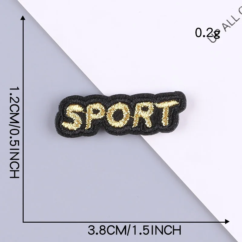 Self adhesive Small Black Embroidery Patches for Clothing Jeans Iron on Clothes Sticker OK Sport Letter Applique DIY Hole Repair