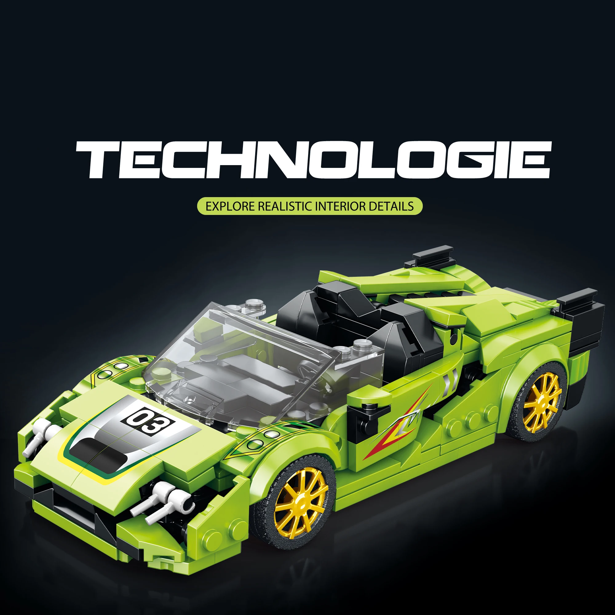 

363 шт., игрушечная модель спортивного автомобиля, 1:24, зеленый спортивный автомобиль FKP 37, STEM, детский строительный блок, игрушка