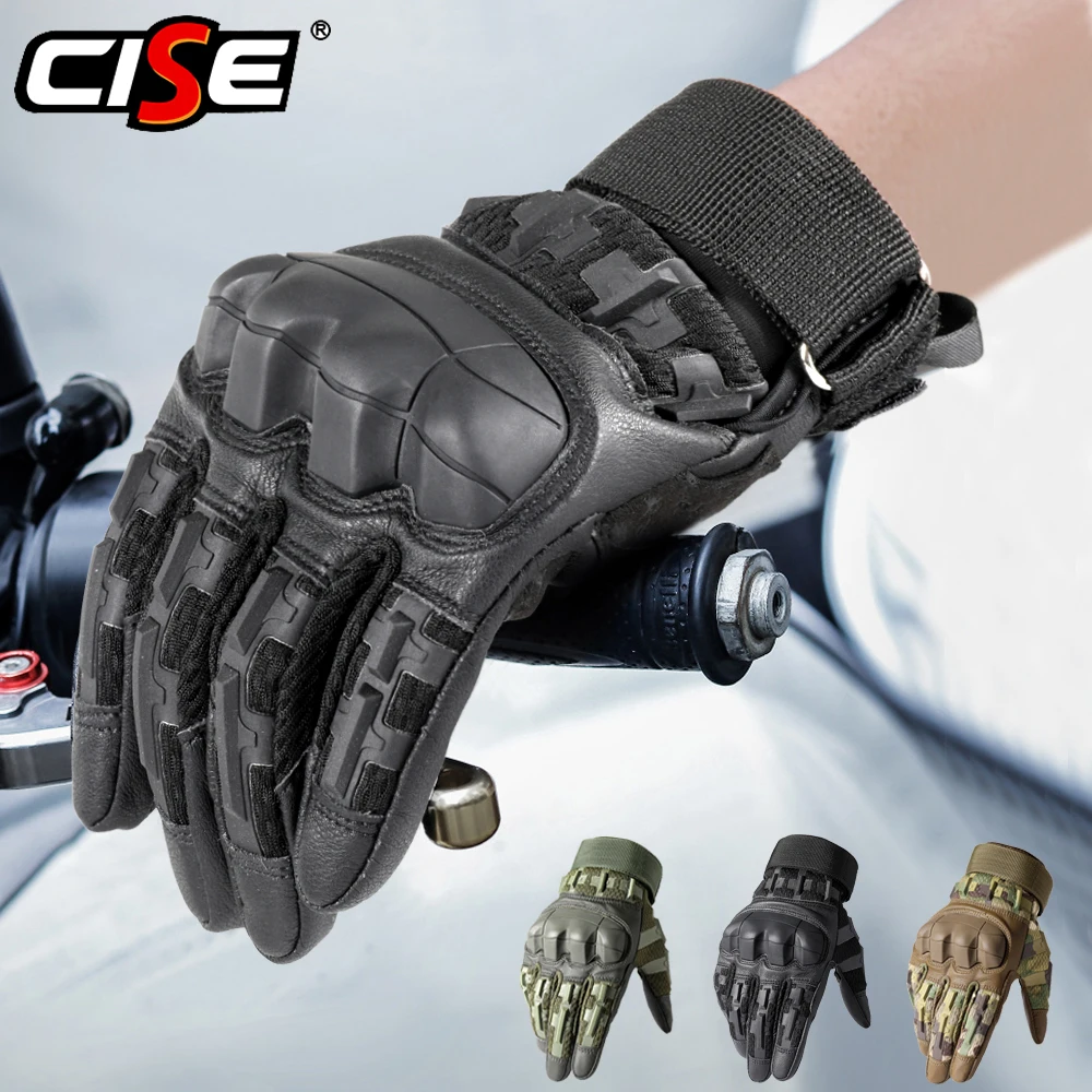 Full Finger Motorcycle Gloves PU Leather Touch Screen Rubber Housing Motocross Cycling Gloves Motorcycle Protective Equipment