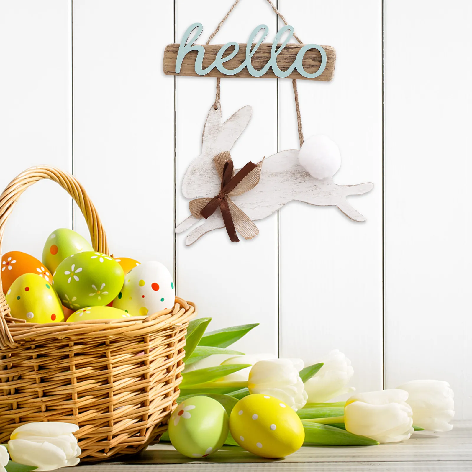 1Pcs Easter Bunny Ornament Wooden DIY Handicrafts for Easter Party Decoration Home Shop Kids Creative Art Craft Adorable