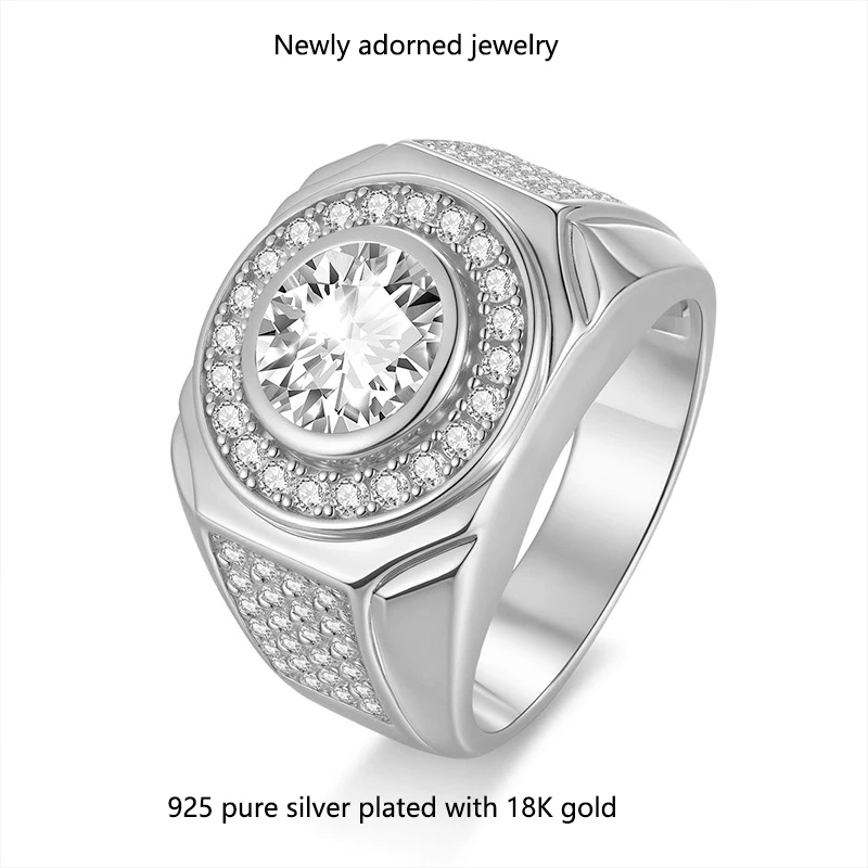 

A beautifully crafted and fashionable irregular-shaped D-color moissanite ring, 8mm diameter, 2 carats, round-cut moissanite dia