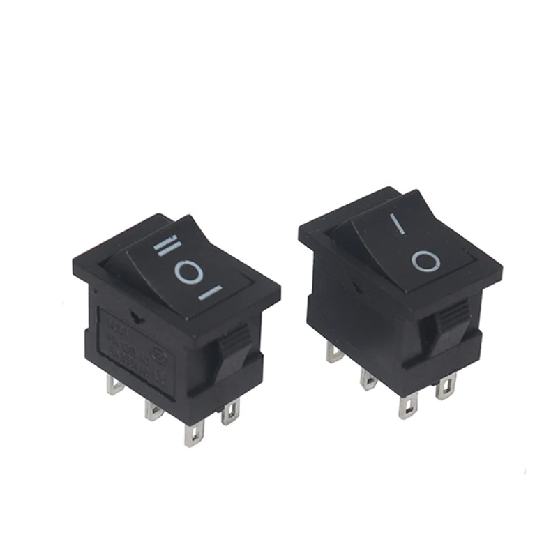 

【5-1 шт.】черные кнопки питания KCD1, 6A, 10A, 250 В, кнопочные переключатели, 6-контактный кулисный переключатель включения/выключения, электрооборудование, защелкивающийся 15x21 мм