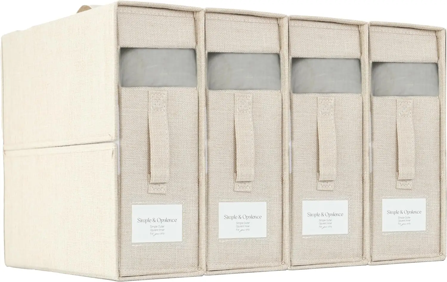 

Simple&Opulence 4 Pack Bed Sheet Organizers and Storage Linen Closet Organizers Sheets Set Folder Storages with Window and Label