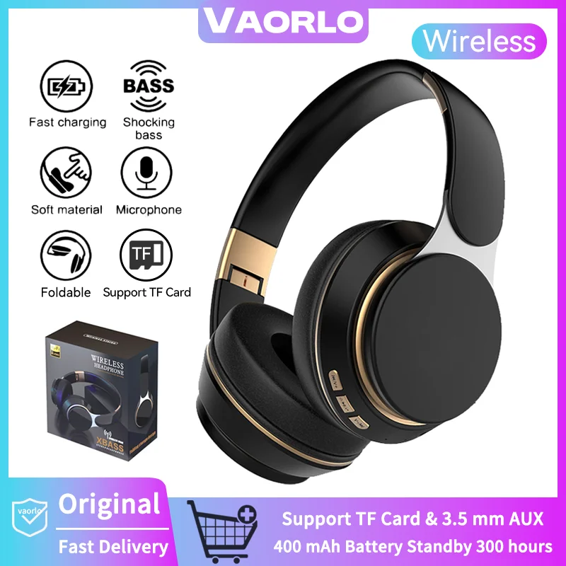 Wireless Headphones Foldable Adjustable HIFI Stereo Bluetooth+TF Play+3.5mm AUX 3 Modes Heavy Bass Headsets Game Music Earphone