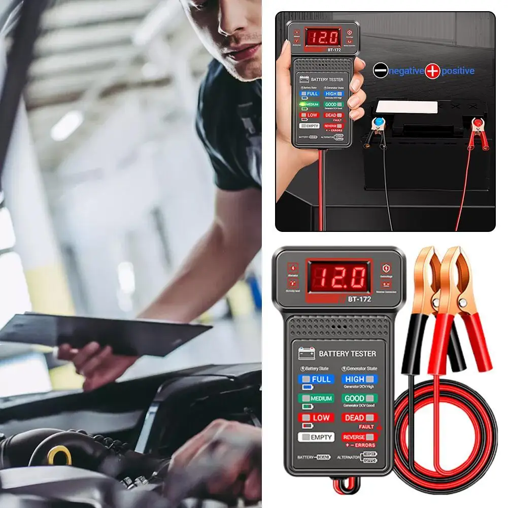 

12V Car Battery Voltage Tester Digital Display Status Indicator Alternator Charging System Analyzer Diagnostic Repair Tool 1PCS