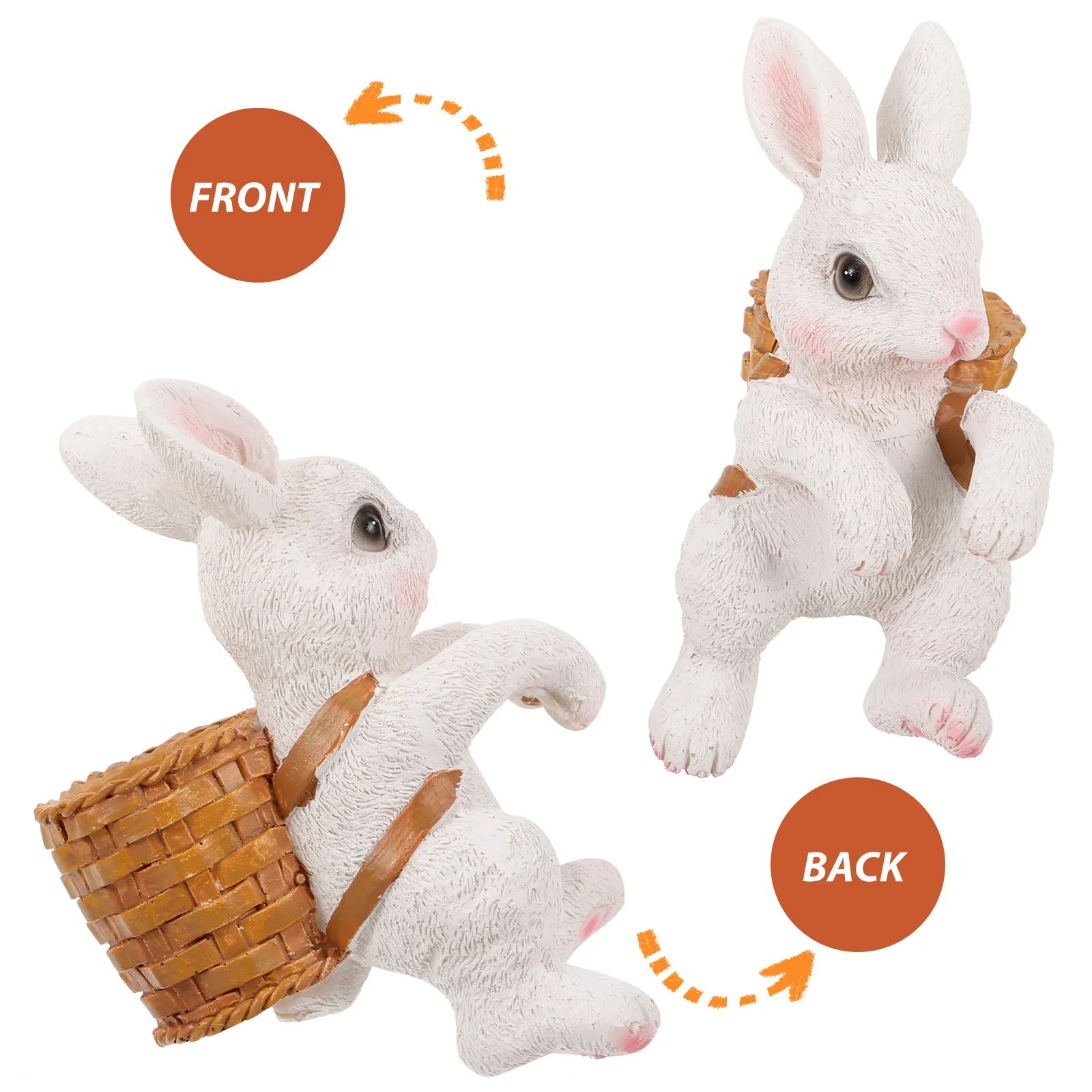 

Basket Bunny naments White Resin Crafts Hanging Decor Aquarium Easter Theme Rabbit Figurines Small Animal Models
