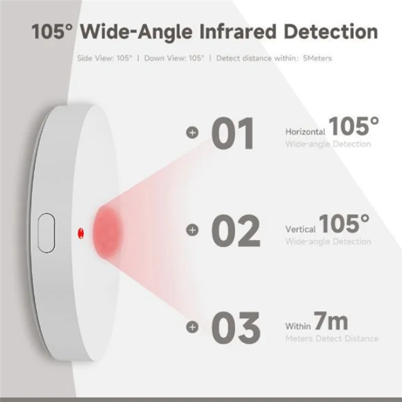 Elegante sensore di movimento umano intelligente Tuya Wifi Rileva movimento PIR del corpo umano Forluminance Protezione di sicurezza, telecomando