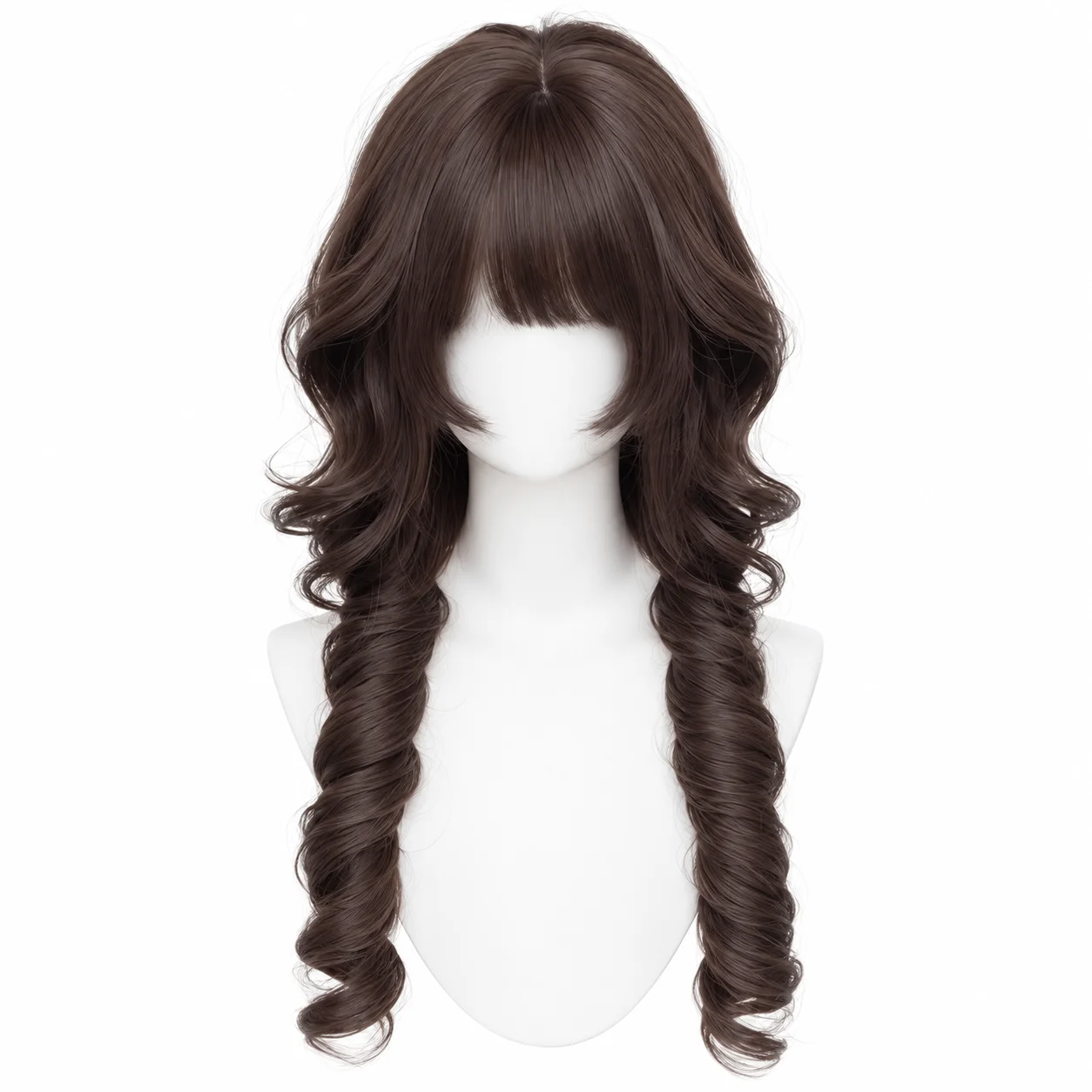 Japanese Lolita Jellyfish Cut Roman Curl Twin Ponytail Full Wig with Bangs Sweet Cosplay Synthetic Hairpiece