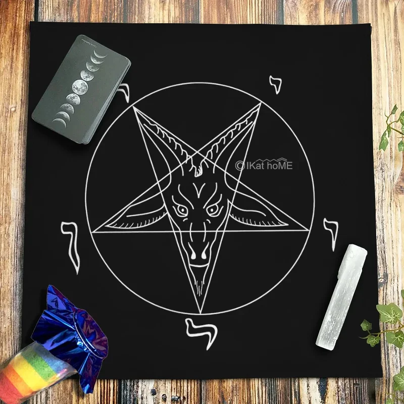 Sacred Rune Pentacle Tarot Tablecloth Velvet Altar Cloth Black White Oracle Card Pad Divination Witchcraft Astrology Supplies