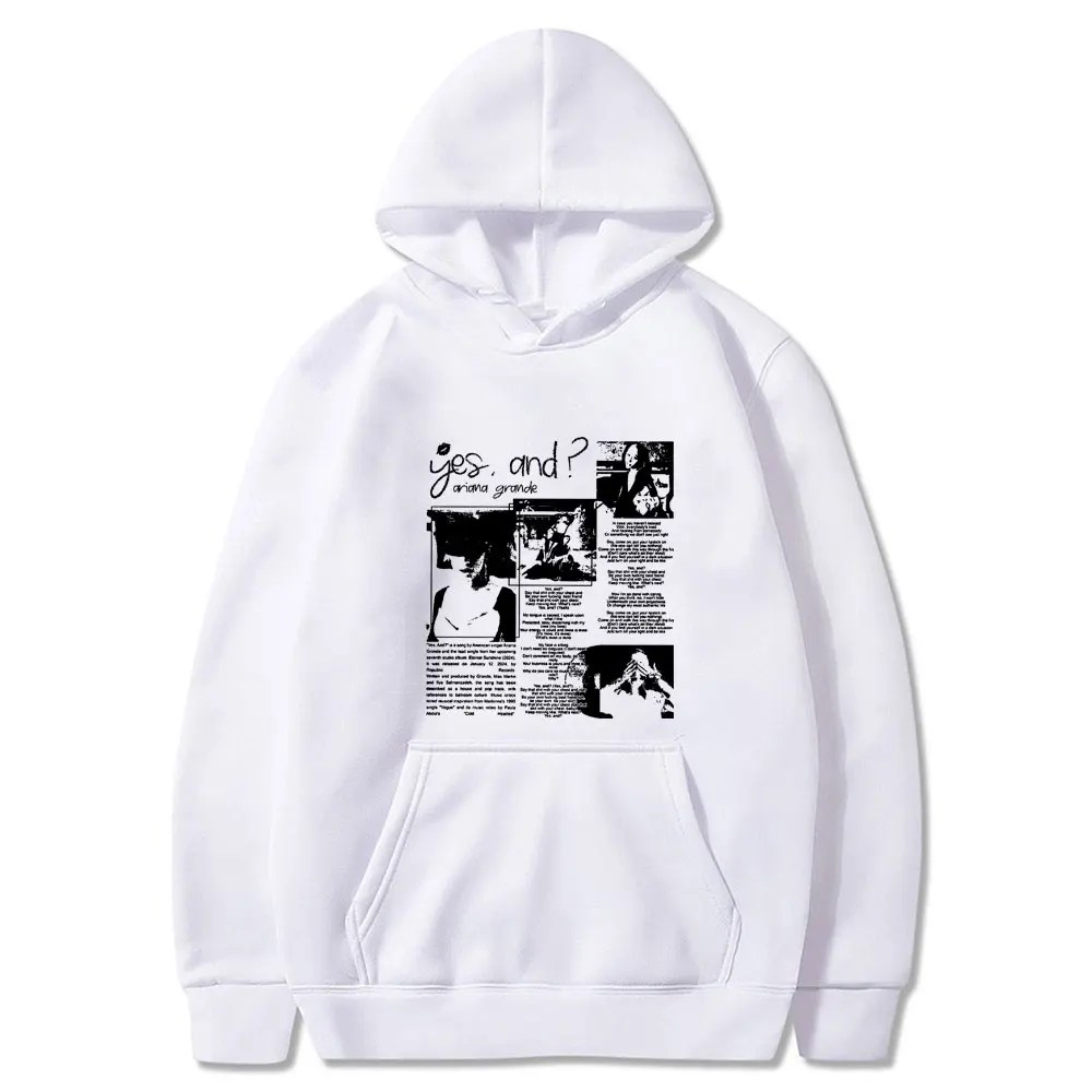 Singer Ariana Grande Yes and Music Graphic Hoodie Male Fashion Oversized Streetwear Men Women Clothing Hip Hop Casual Hoodies