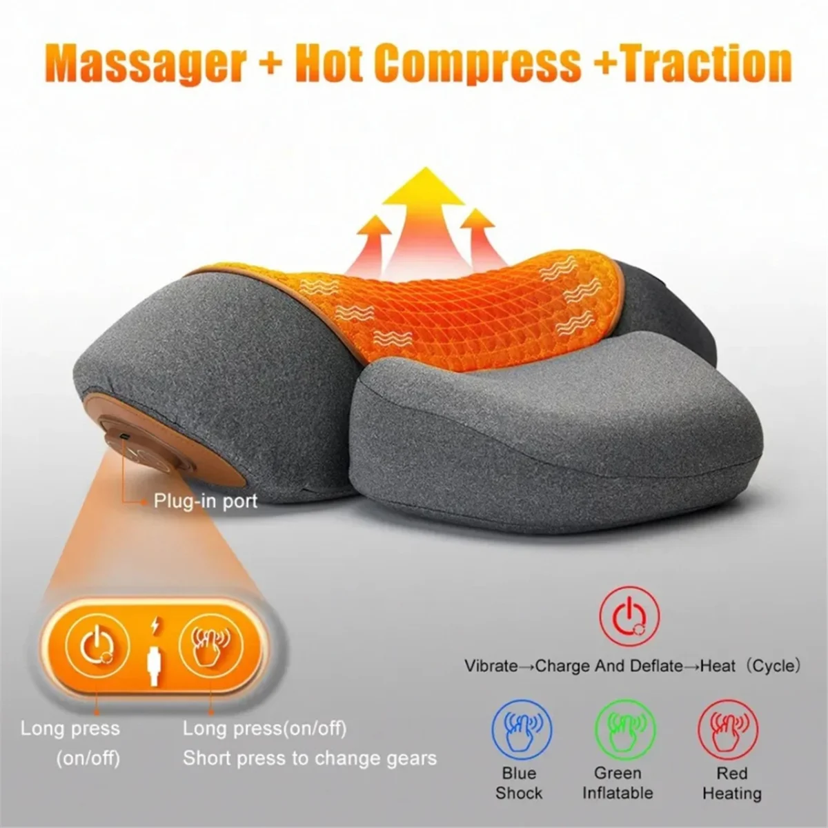 NEW Pillow Massage Neck Hump - 3-in-1 Neck Massager Pillow for Shoulder Pain, Deep Tissue Pain Relief, Heating Pillow