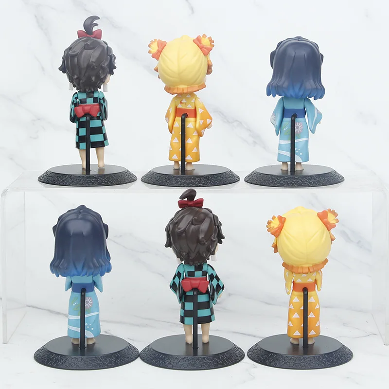 Demônio slayer kimetsu no yaiba quimono tanjirou inosuke nezuko estátua de pvc estatueta de ação mesa modelo colecionável brinquedos figuras presente