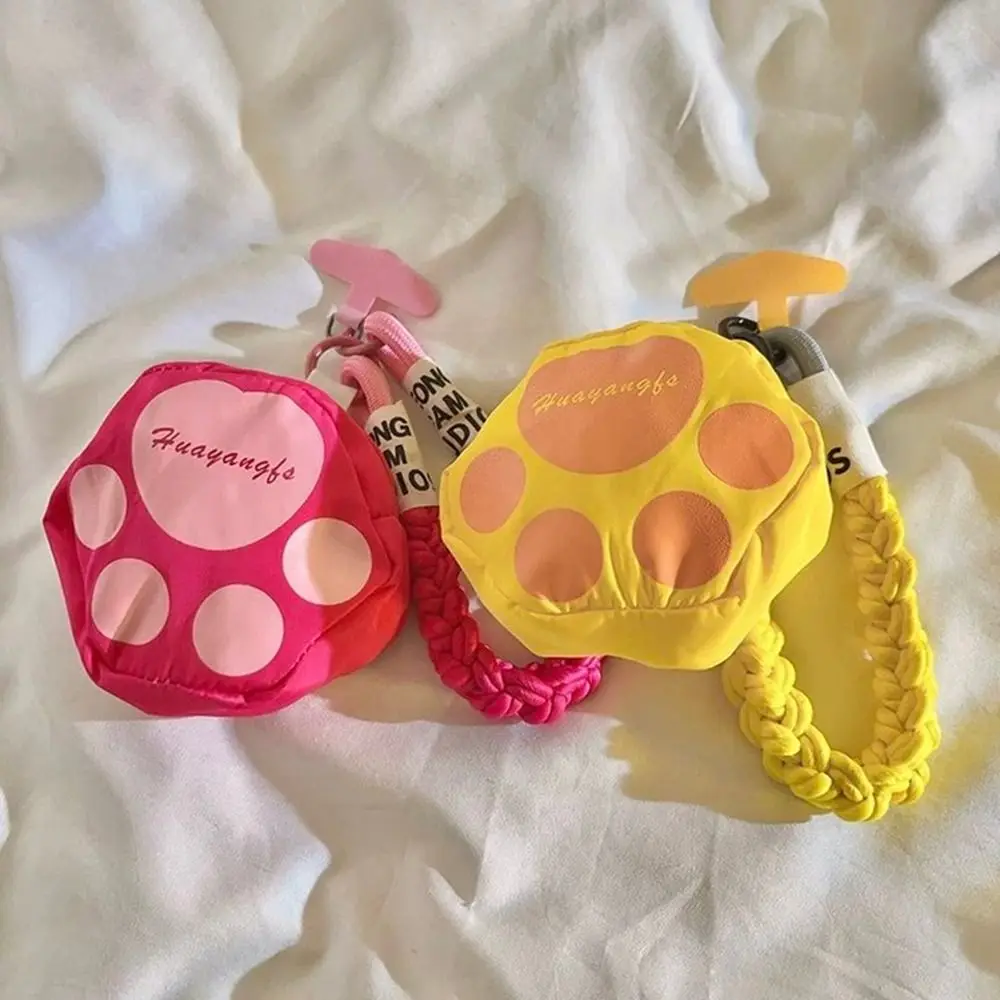 

Wrist Bag Cat Paw Coin Purse Pendant Korean Style Phone Short Lanyard Zipper Small Wallet Bluetooth Earphone Storage Bag Gift