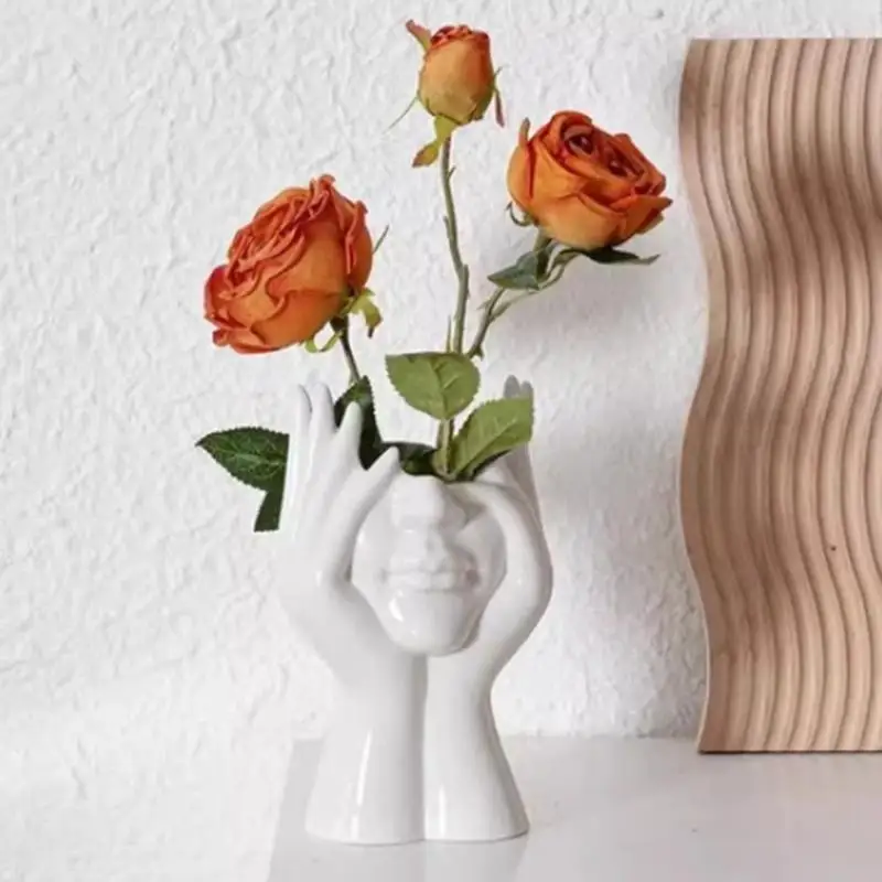 Artistic Handicraft White Face Vase Modern Home Decoration Creative Desktop Ornament Unique Gift for Friends