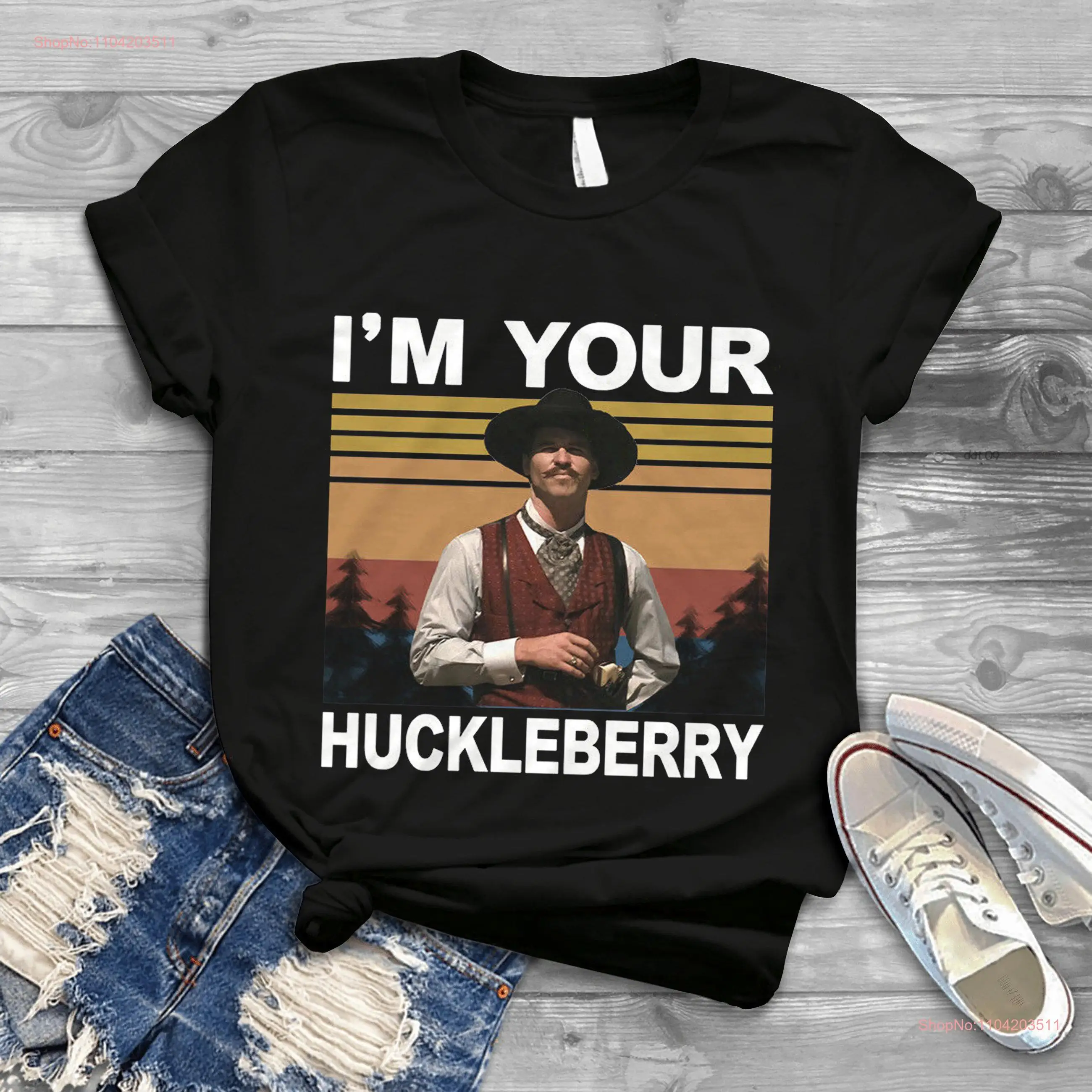 Cool Doc Holliday I'm Your Huckleberry Sunset Vintage T Shirt Retro For You And Friends long or short sleeves