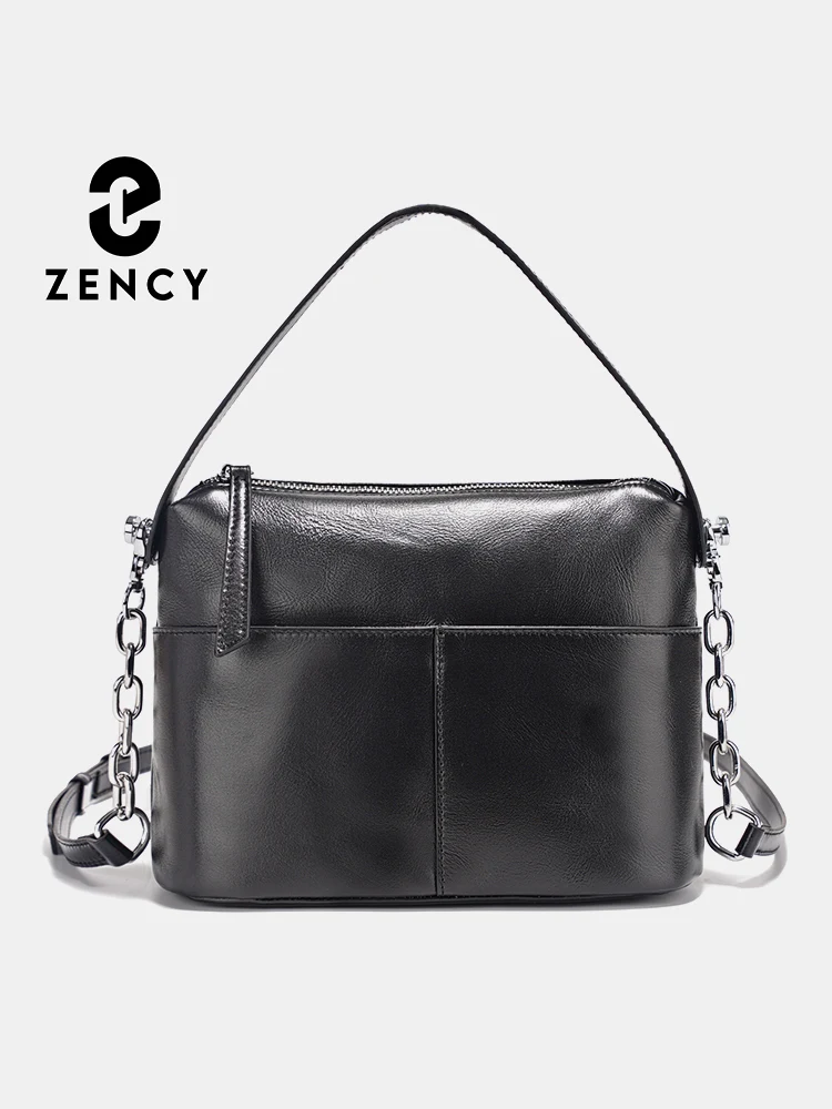 

Zency Soft Leather Shoulder Top-Handle Women's Fashion Crossbody Bag Soft Cowhide Bags Designer Shopper Black going out bag