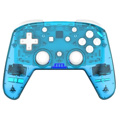 

Blue Bluetooth Wireless Controller Transparent Game Console Controller Controller with Vibration Function Work for Pc/steam