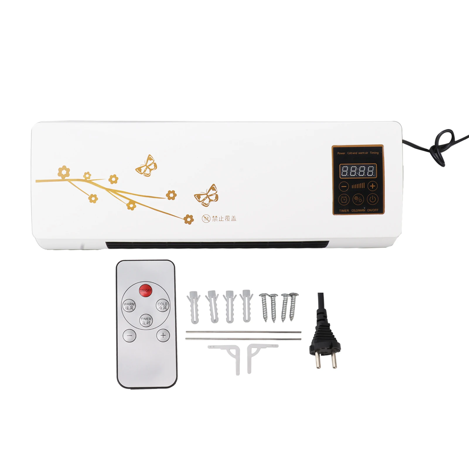 Aire acondicionado montado en la pared, máquina de refrigeración con calefacción PTC, Control remoto, para el hogar, enchufe europeo de 220V