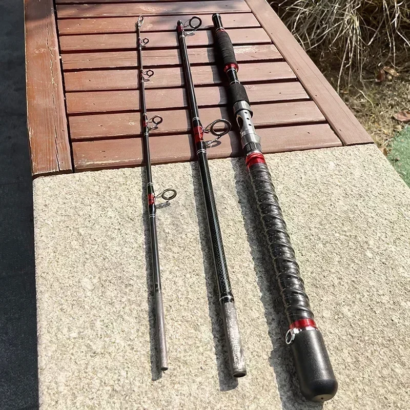 ポータブルカーボンスピニングフィッシングロッド,1.8m, 2.1m, 1.8m, 2.1m,m,旅行用,塩水,ヘビーボート,ジギング,トローリング,スピニング,30ポンド,50ポンド