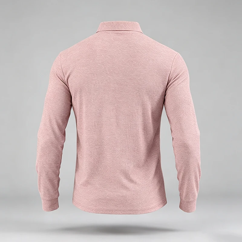 Herren-Polohemd mit normaler Passform, langen Ärmeln, Reverskragen, strukturierter Oberfläche und weichem Stoff, ideal für Streetstyle und den täglichen Arbeitsalltag. – Detail 8