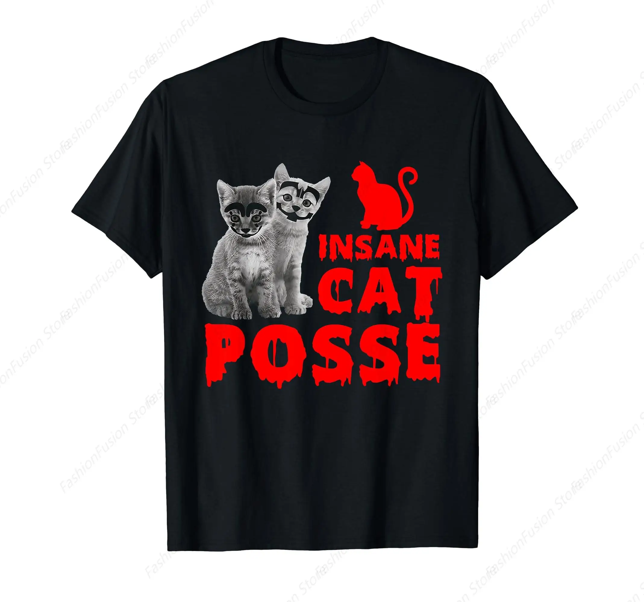 Insane Cat Posse Animal Lover Feline Kitten T-Shirt Cotton O-Neck Short Sleeves Fashion Tshirt Classic Tee Tops Streetwear Shirt