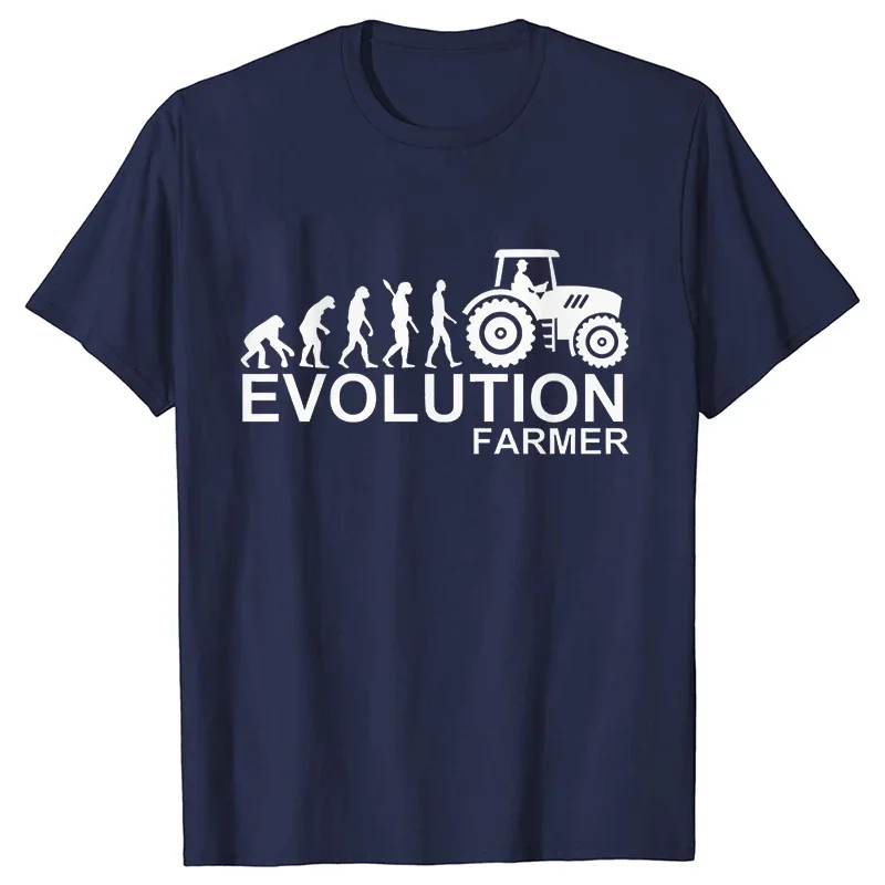 Farmer Evolution T Shirt Men Funny Farming Tractor Graphic Y2k Tops Streetwear Hip Hop Short Sleeve Tees Mens Oversized Clothing