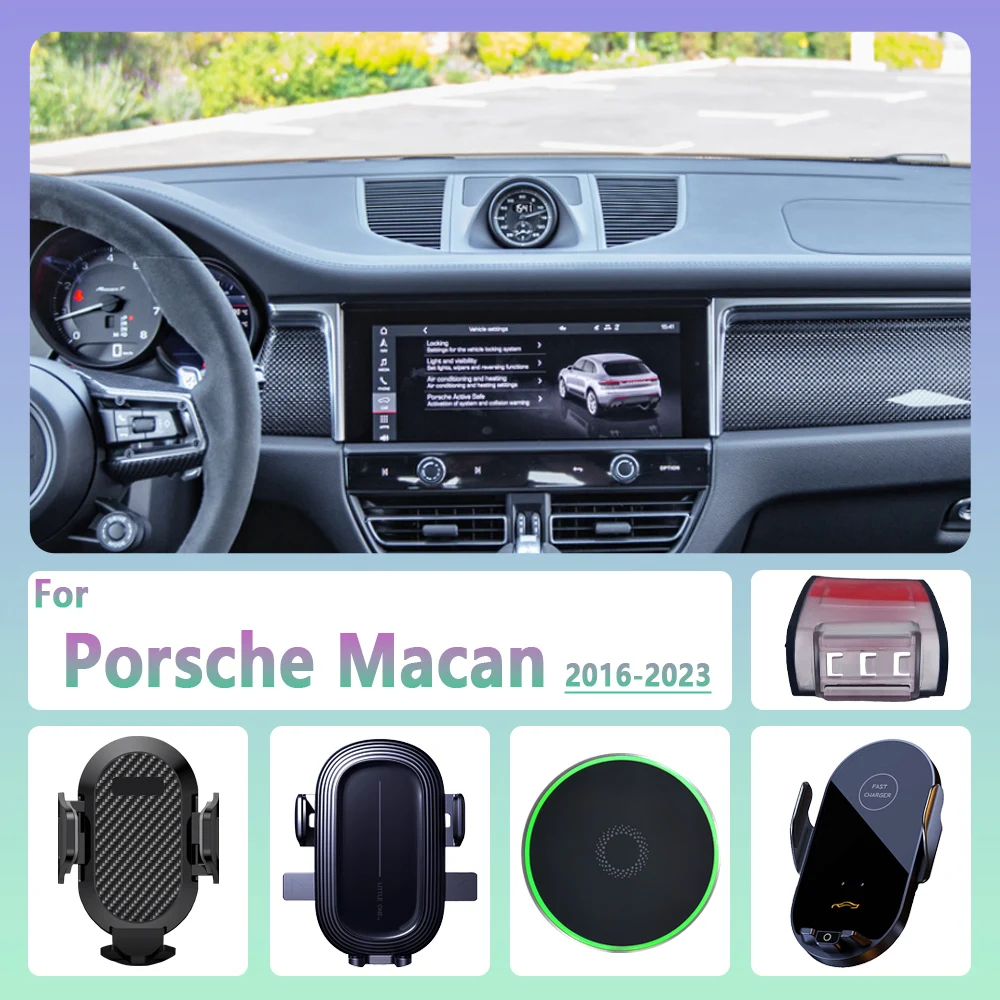 For Porsche Macan 2016 2017 2018-2024 Car Phone Holder Wireless Charging Magnetic Phone Holder Car Magsafe Support Accessories