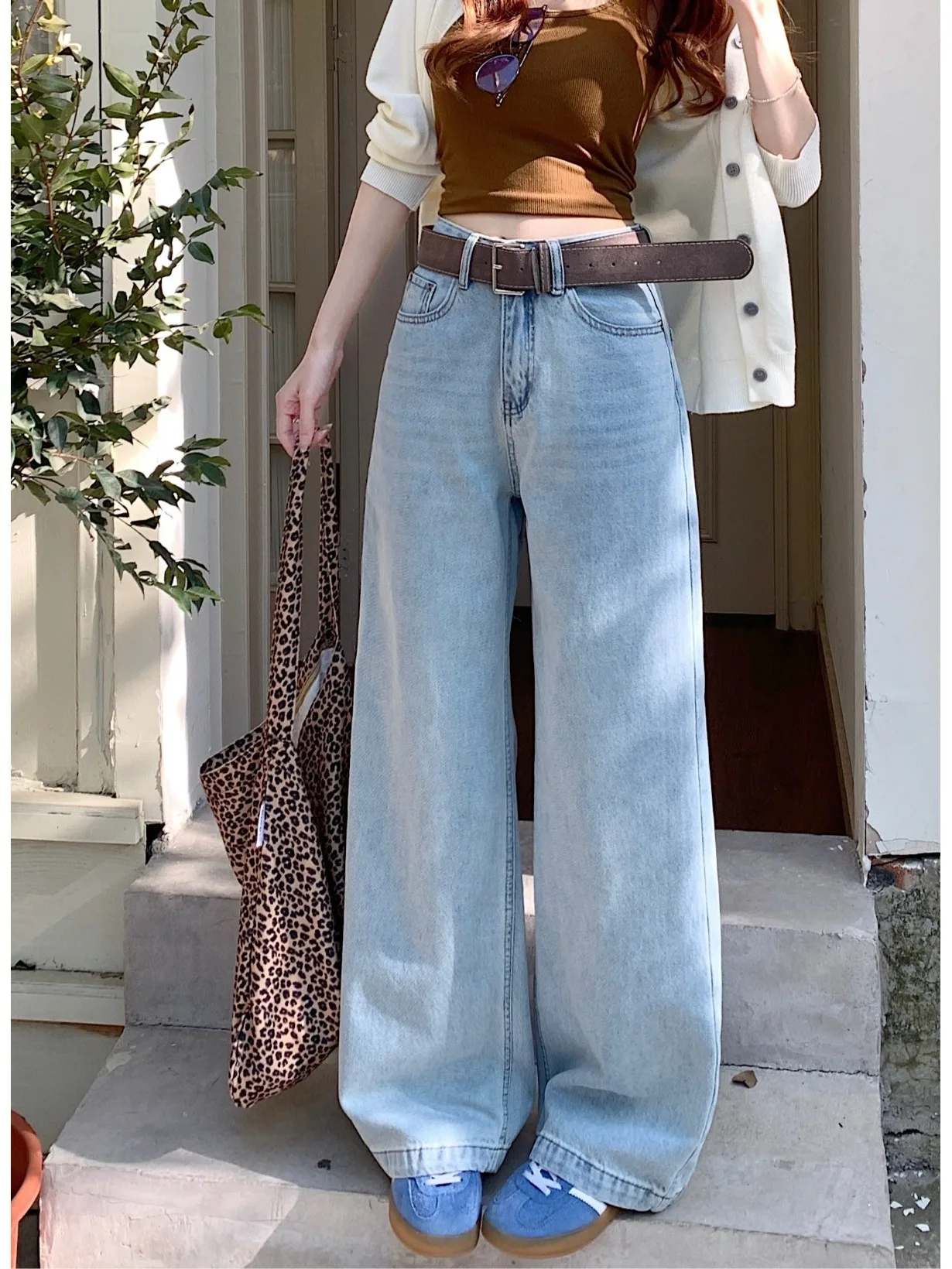 

Ретро-джинсы в корейском стиле, свободные, прямого кроя, с высокой талией, повседневные, простые, длинные брюки, весна 2026, новый стиль, синие