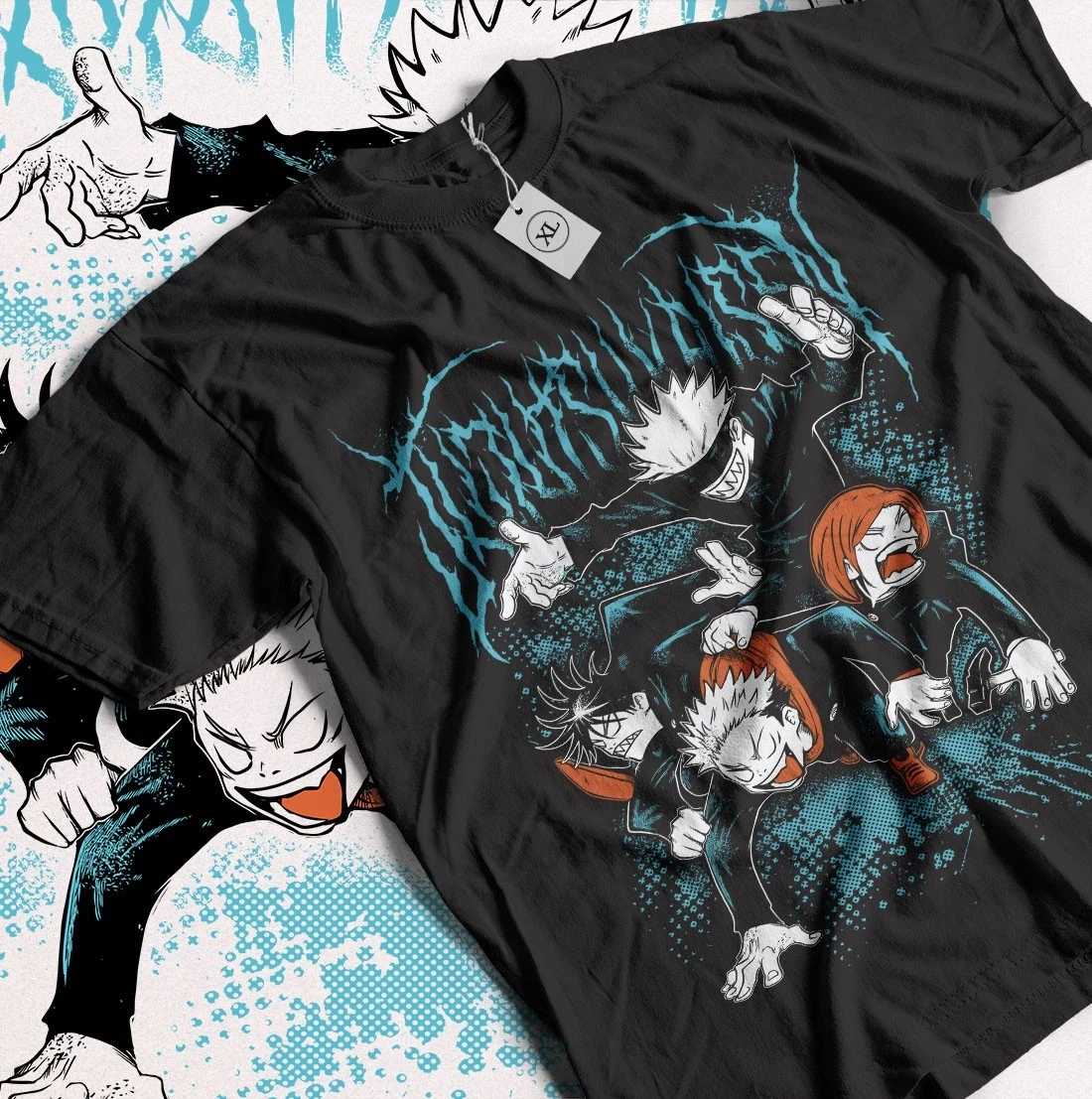 Camiseta de algodón puro de manga corta holgada con estampado de anime Jujutsu Kaisen para niños, unisex, informal, de moda, para el verano de 2026.