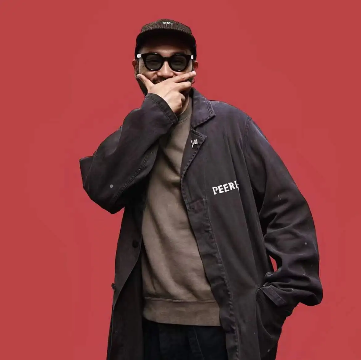 

Visvim Kofu Peerl op Coat 8Aw Distred Ink Splatter Windbreaker Jaet Cotton Tweed Double-breasted Retro Japanese Sle