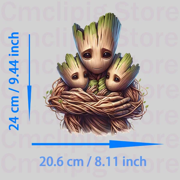 Cartoon I AM Groot iron on patches for clothes printing stripes on clothes thermo-stickers for children Flex fusible transfer