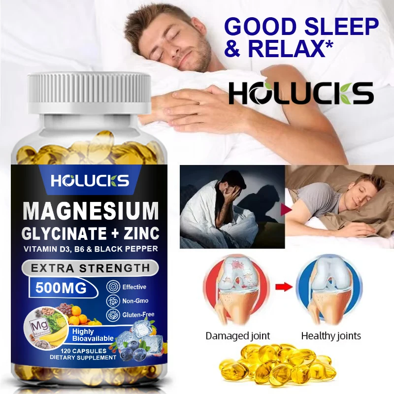

Magnesium Glycinate & Zinc Supplement-Support for Sleep,Muscle, Nerve, Joint and Heart Health， Stress & Anxiety Relie