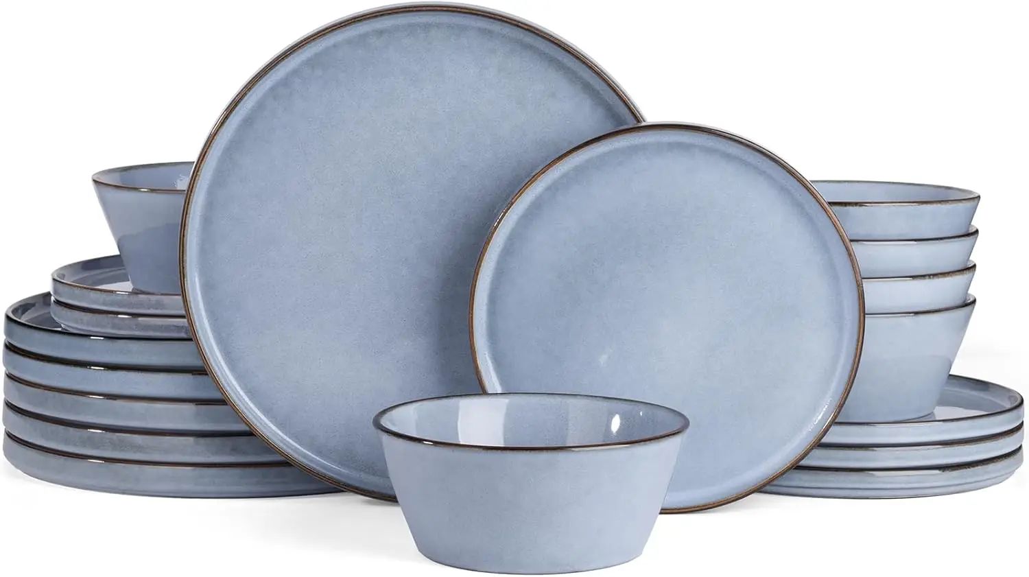 

Annecy Dinner Plates and Bowls Sets, Stoneware Dinnerware Sets, Dishes Set for 6, 18 Pieces Handmade Dishware Set - Microwave &