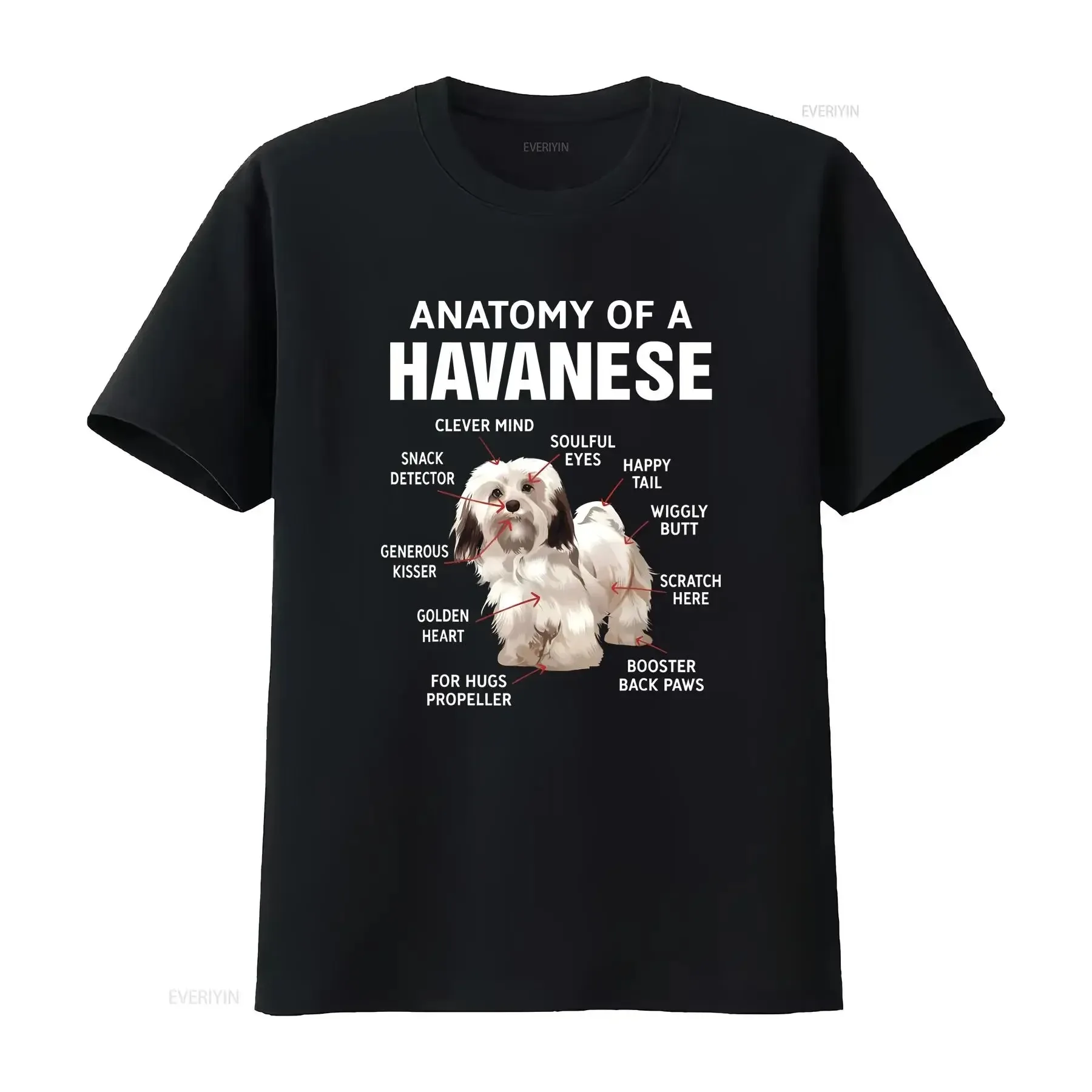 

Anatomy of a Havanese Dog Cuba Bichon Lover T Shirt New vintage Washed graphic fashion Slightly Casual Stretched Versatile